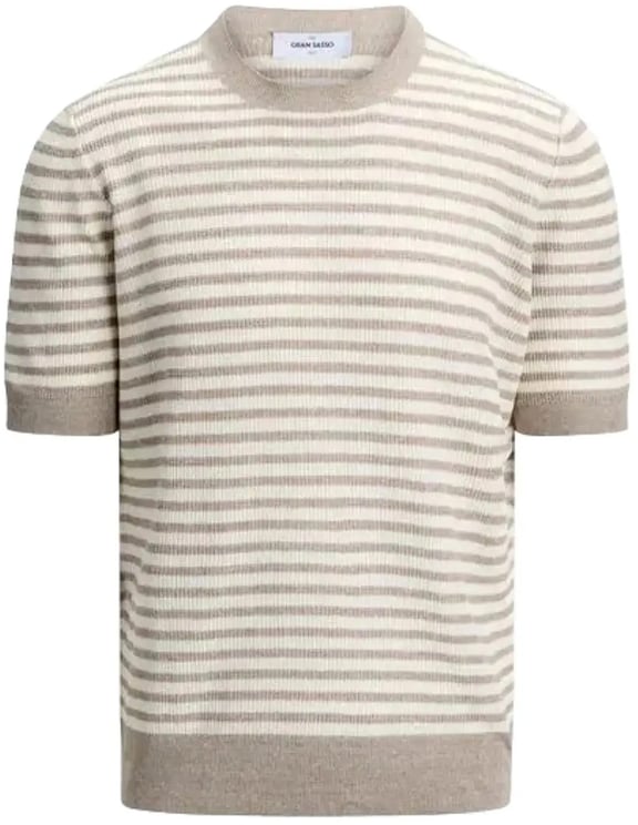 Gran Sasso Gebreid T-shirt beige/wit