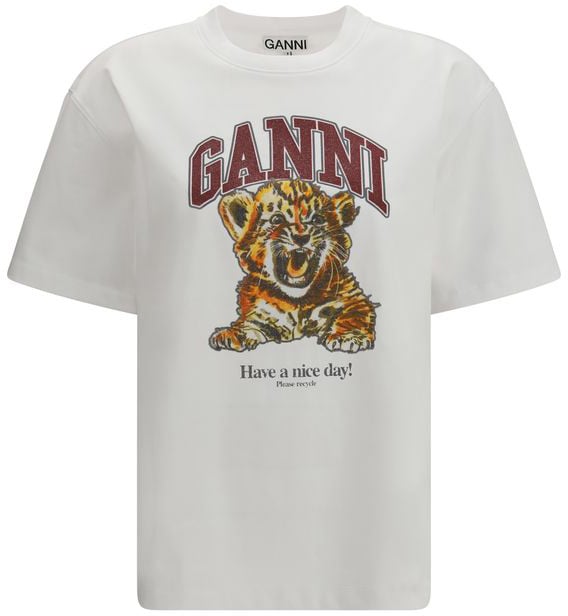 Ganni Ganni White Cotton T-Shirt