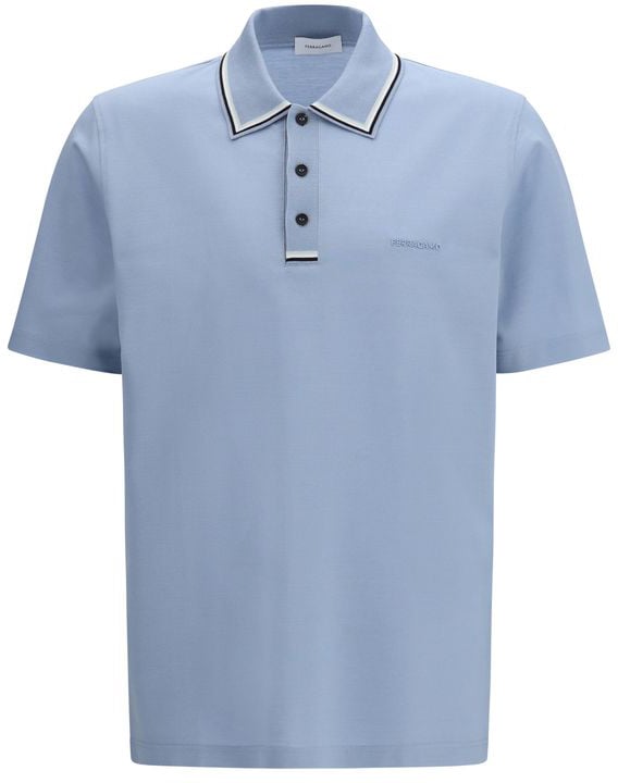 Ferragamo Ferragamo Blue Cotton Polo Shirt