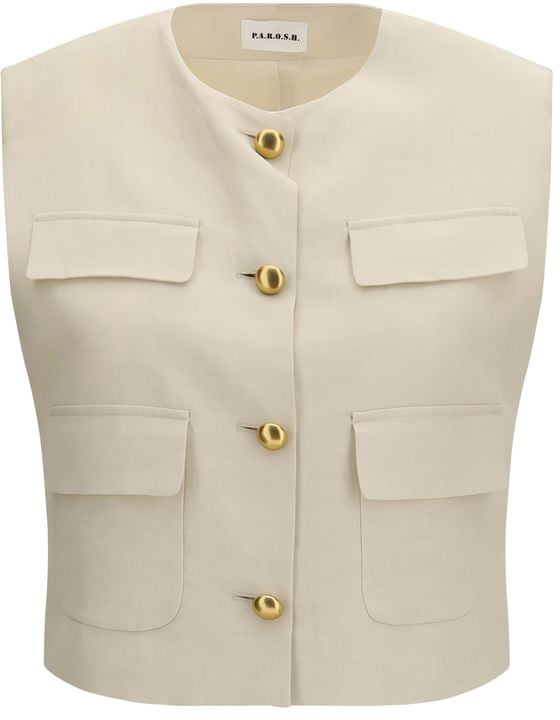 P.A.R.O.S.H. P.A.R.O.S.H. Beige Wool Sleveless Jacket