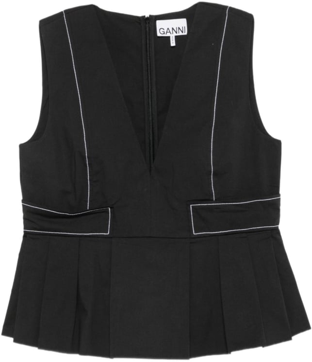 Ganni top black cotton