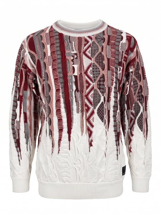 Carlo Colucci Jacquard Knit Jumper Red White