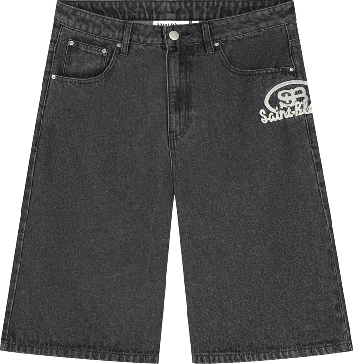 Saint Blanc Oval Logo Denim Short Black