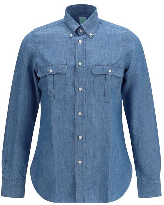 Finamore 1925 Napoli Finamore Blue Cotton Dress Shirt
