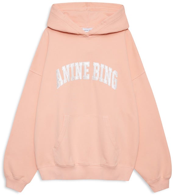 Anine Bing hoodie coral pink logo