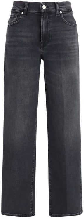 7 For All Mankind 7FOR Black Cotton Straight-Leg Jeans