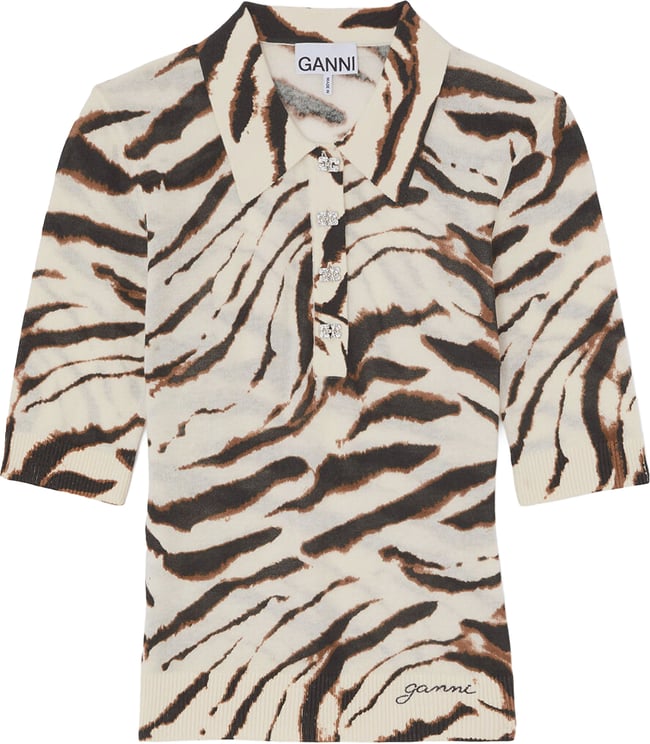 Ganni polo leopard