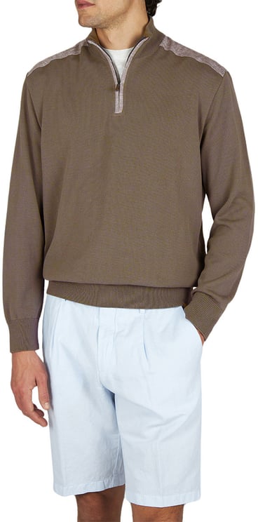 Paul & Shark Half zip trui beige