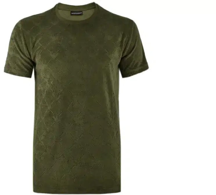 Emporio Armani Beachwear Tee Eagles Lines Olive