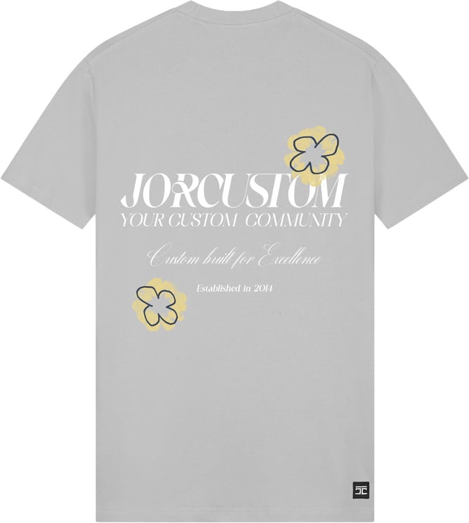 JORCUSTOM Flowers Slim Fit T-Shirt lightgrey