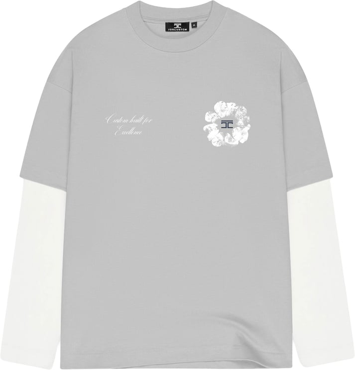 JORCUSTOM Flowers longsleeve light grey