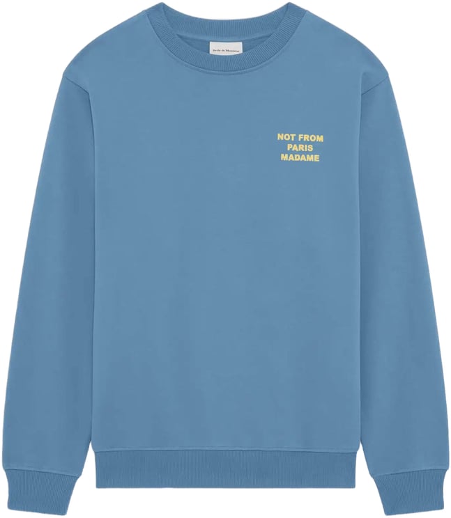 Drôle de Monsieur Light Blue Slogan Crewneck Sweatshirt
