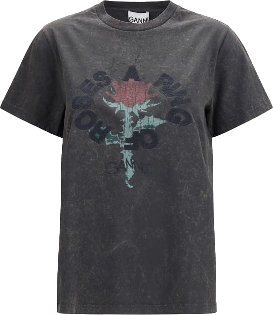Ganni Ganni Gray Cotton T-Shirt