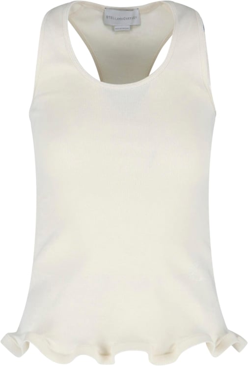 Stella McCartney Cream Ruffle Hem Cotton Tank Top