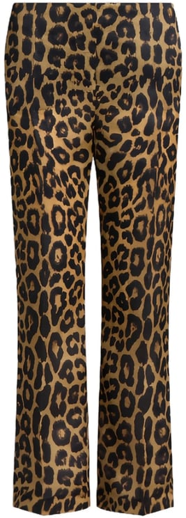 Alberta Ferretti Brown Pantalone Leopard Print Silk Pants