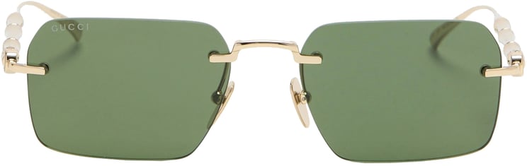 Gucci Gold Rectangular Rimless Bamboo Texture Sunglasses