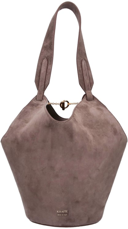 Khaite Taupe Lotus Mini Suede Tote