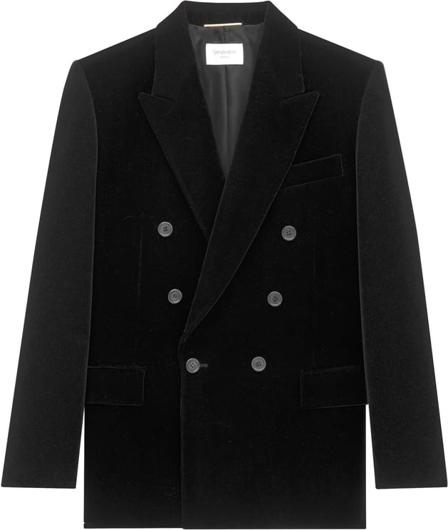 Saint Laurent Black Blazer Double-Breasted Velvet Blazer