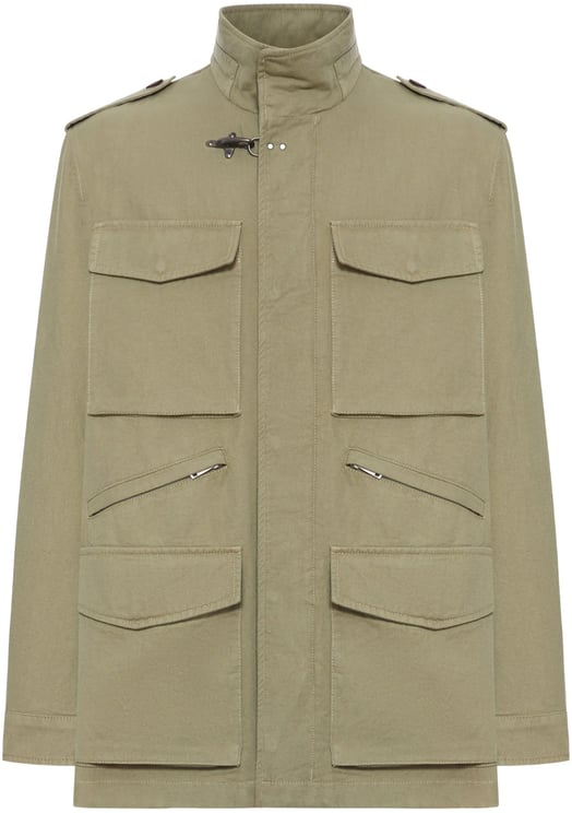 Fay Structured Neutral High Stand Collar Jacket