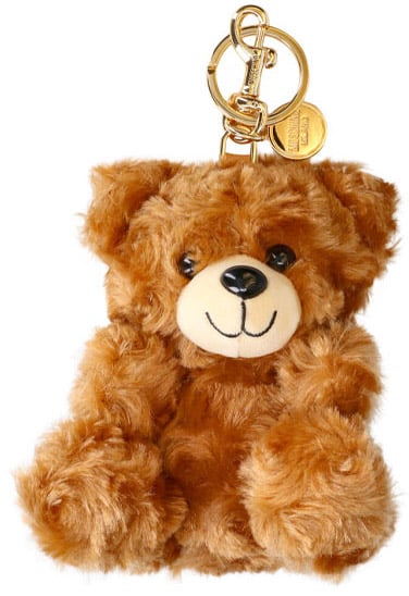 Moschino Brown Teddy Bear Fabric Keyring Charm