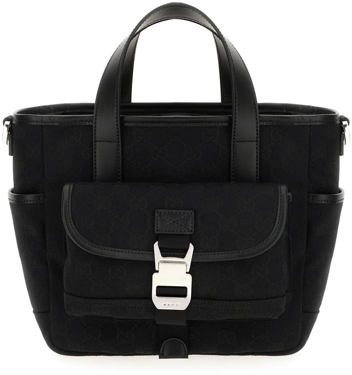 Gucci Black Subtle Monogram Buckle Tote Bag
