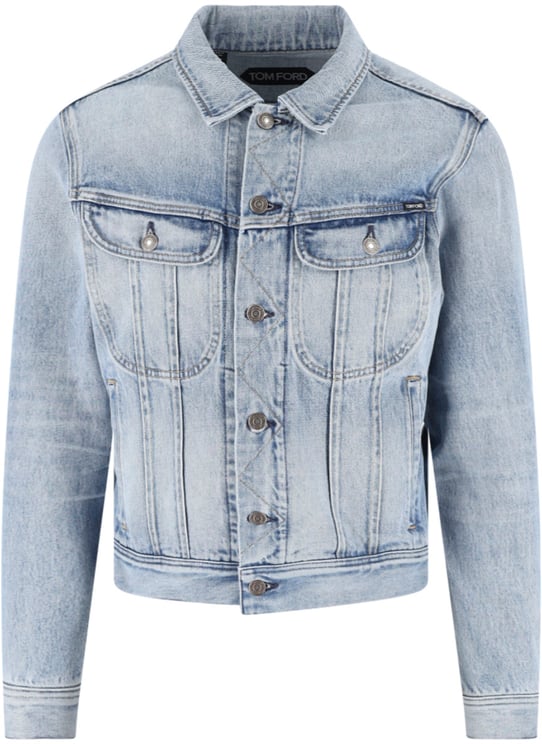 Tom Ford Light Wash Tailored Cropped Denim Jacket