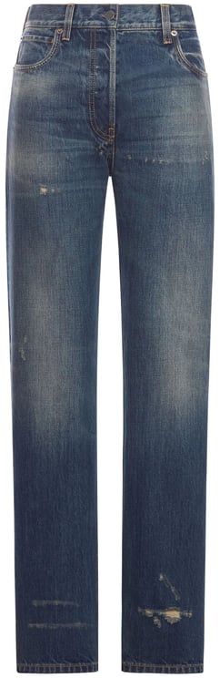 Prada Medium Blue Vintage-Wash Straight-Leg Jeans