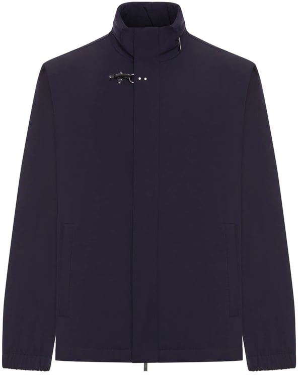 Fay Minimalist Blue High Collar Buckle Jacket