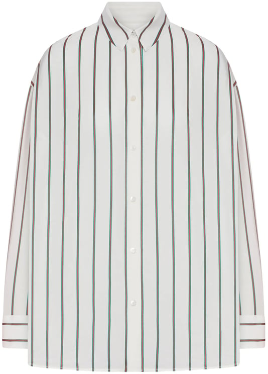 Gucci Blue/White Web Silk Habotai Striped Shirt