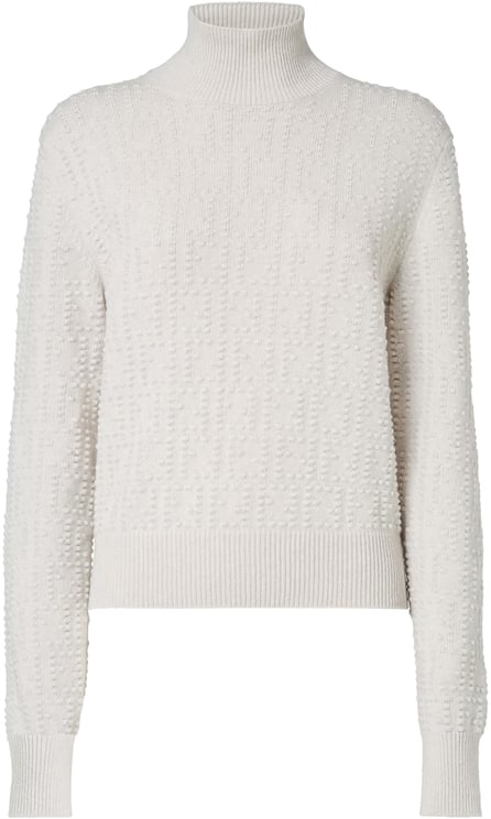 Fendi White Textured Knit Mock Neck Sweater