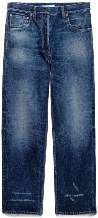 Prada Medium Blue Relaxed-Fit Five-Pocket Jeans