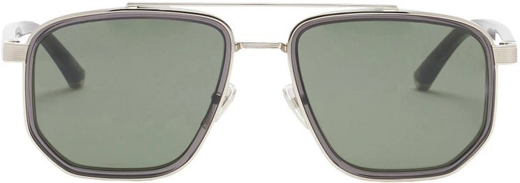 Gucci Silver Silver Metallic Angular Rectangular Sunglasses