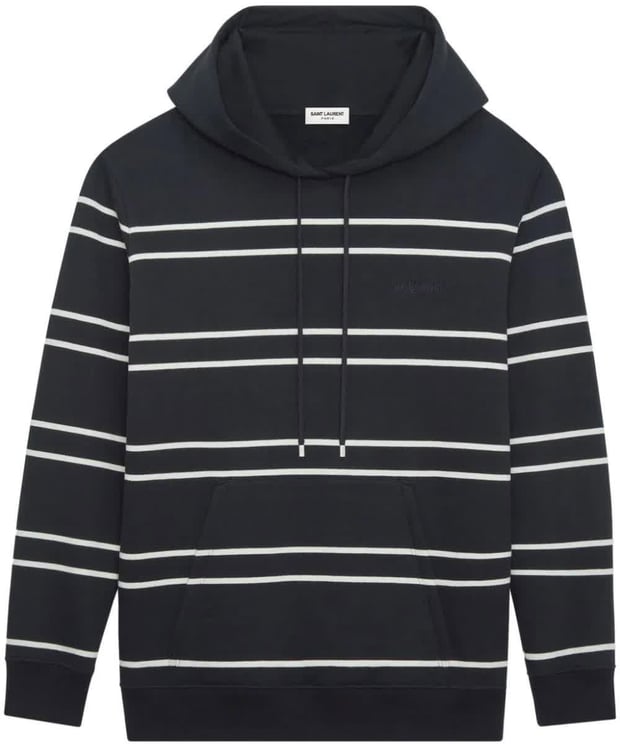 Saint Laurent Black Hoodie Horizontal Stripe Hoodie