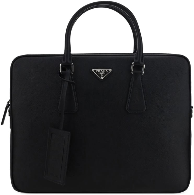 Prada Black Structured Leather Business Bag