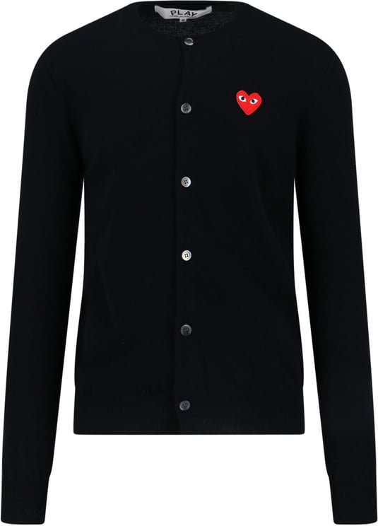 Comme des Garçons Black Heart Embroidered Round Neck Cardigan