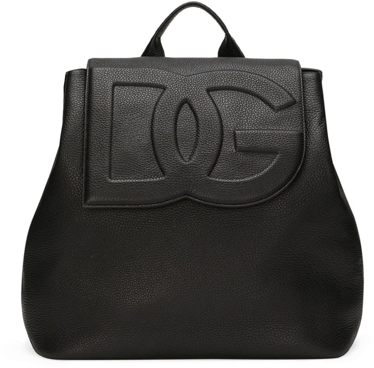 Dolce & Gabbana Black Deerskin 3D Embossed Logo Backpack