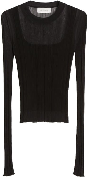 Sportmax Black Buono Fitted Sheer Ribbed Sweater