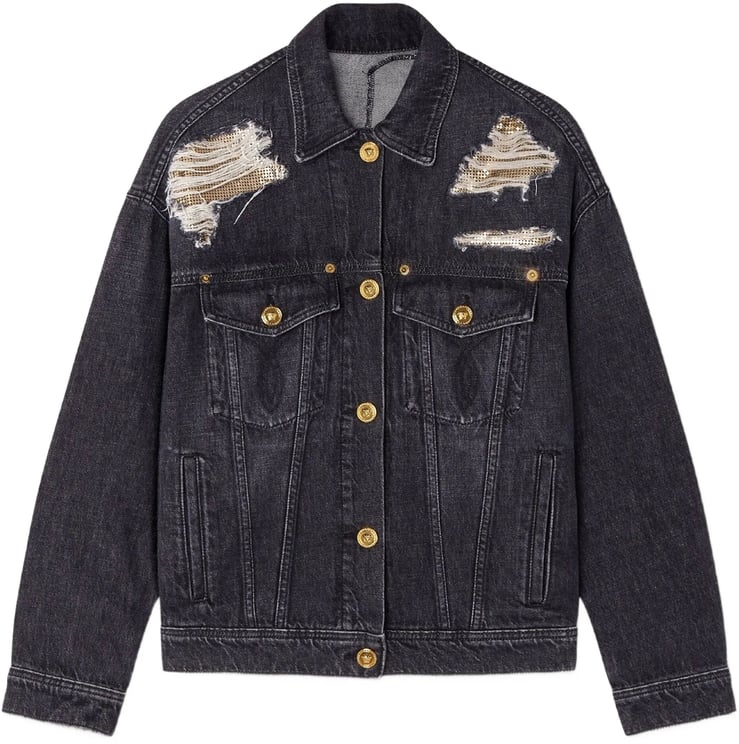 Versace Indigo Blouson Denim Vintage Distressed Jacket