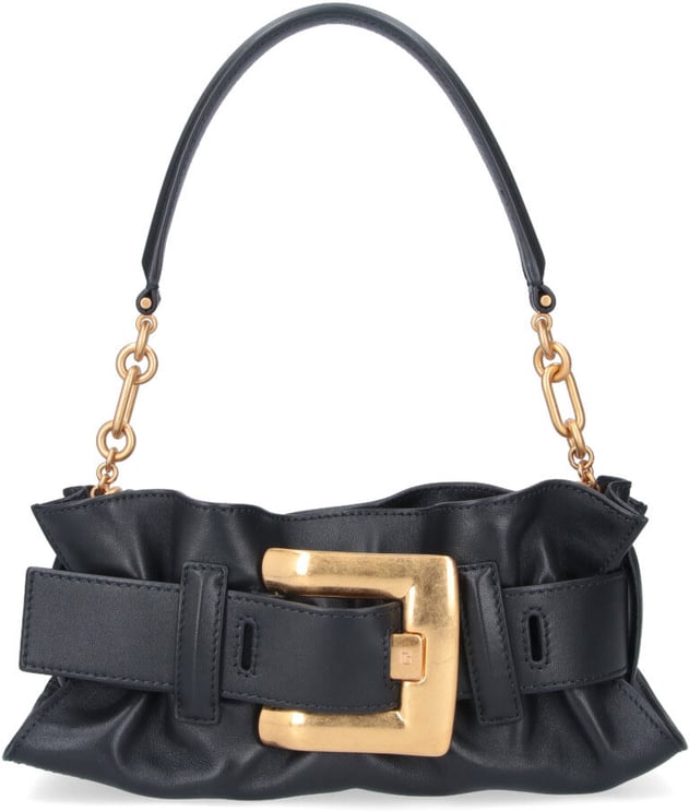 Balmain Black Anthem Mini Handbag Gold-Tone Buckle