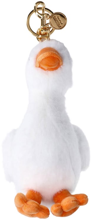 Moschino White Goose Fabric Keyring Charm