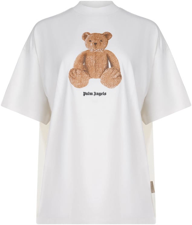 Palm Angels White Bear Loose Graphic Cotton T-Shirt