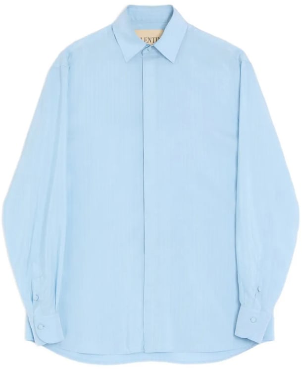 Valentino Blue Long Sleeve Silk Shirt