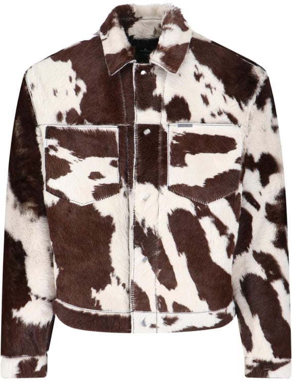 Represent Multicolor Cow Print Leather Jacket