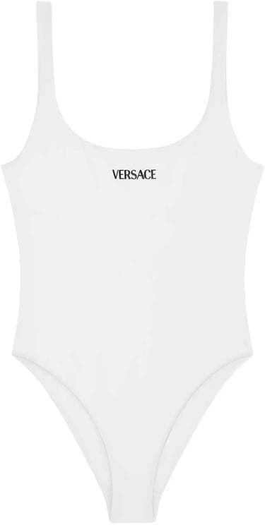 Versace Black Minimalist One-Piece Scoop-Back Swimsuit
