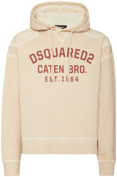 Dsquared2 Cypro Loose Beige Cropped Hooded Hoodie