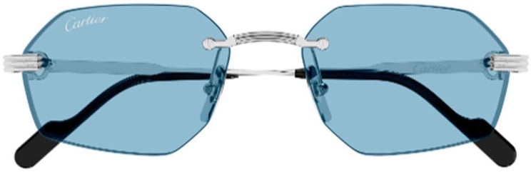 Cartier Rimless Geometric Sunglasses With Light Blue Lenses