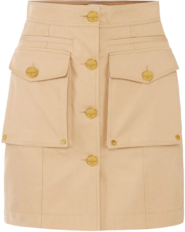 Elisabetta Franchi Beige Mini Skirt Gold Button Pockets