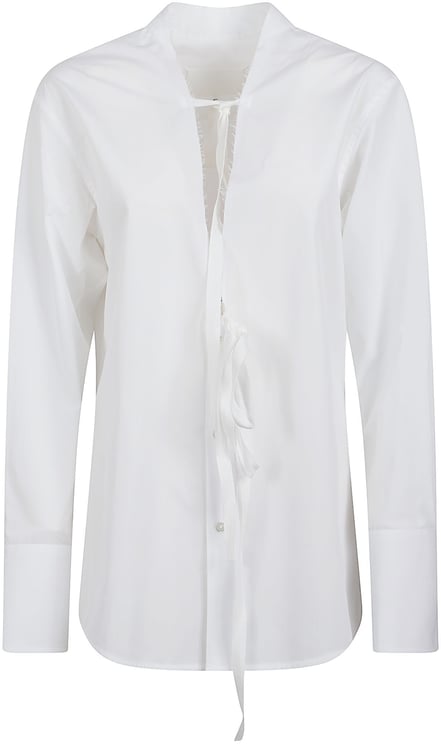 Maison Margiela White Cotton Shirt with Classic Collarless Neckline