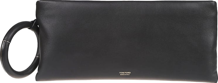 Tom Ford Ring Leather Clutch Nero