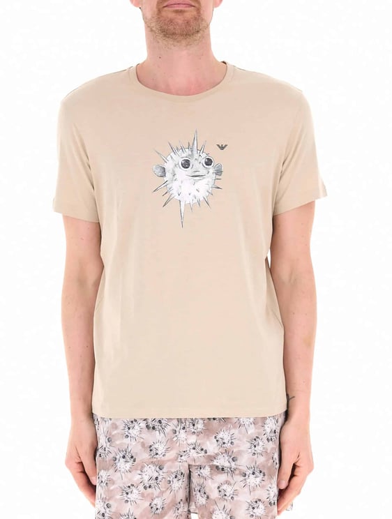 Emporio Armani Blowfish Print Tee Taupe